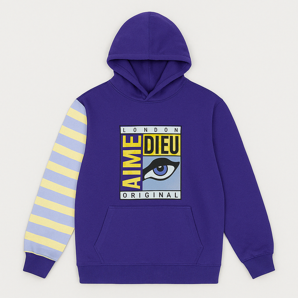 AIME DIEU Purple Hoodie | Cool Pop Art Hoodie