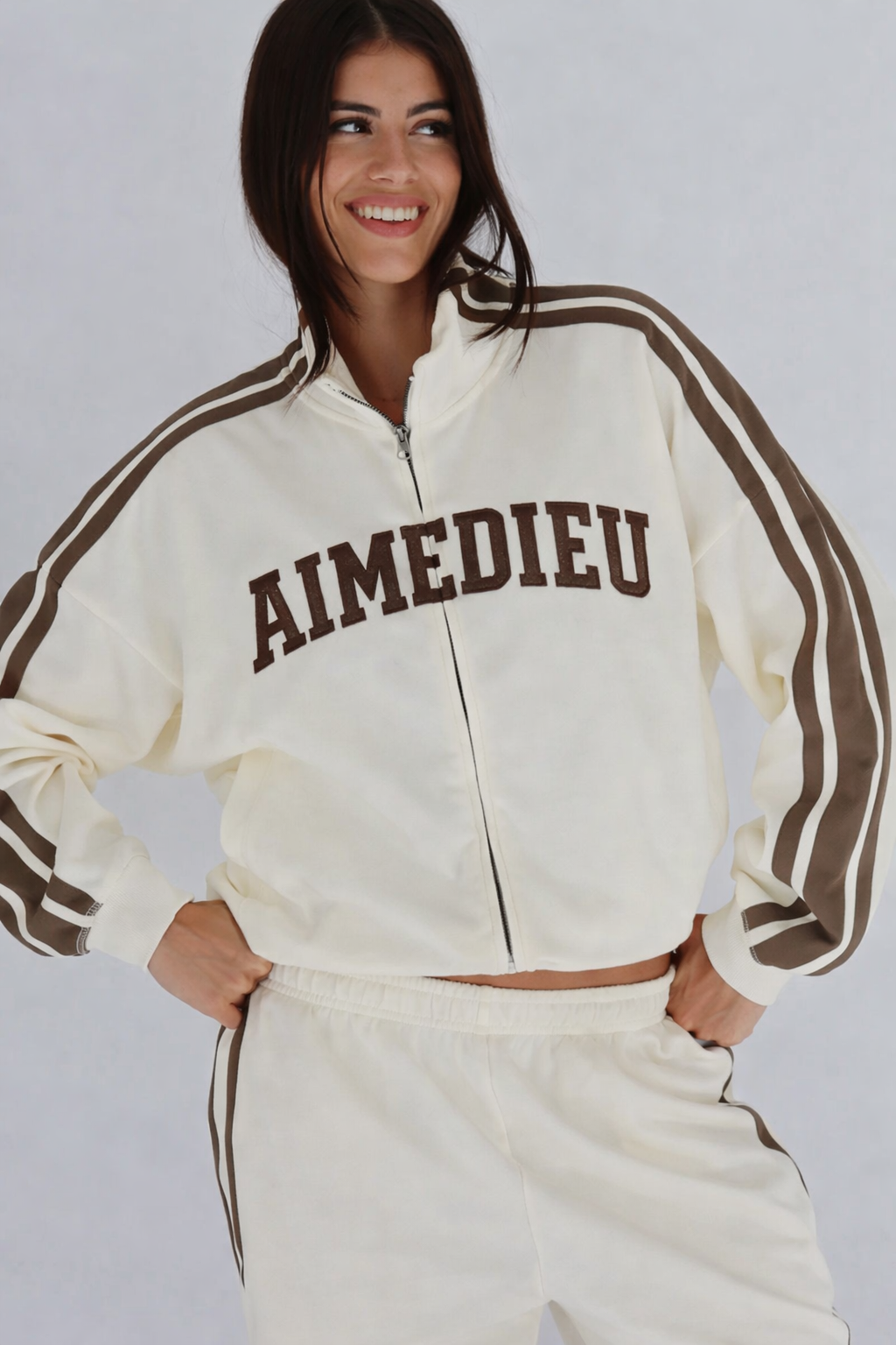 City Stripes Brown Zip Jacket & Bottoms