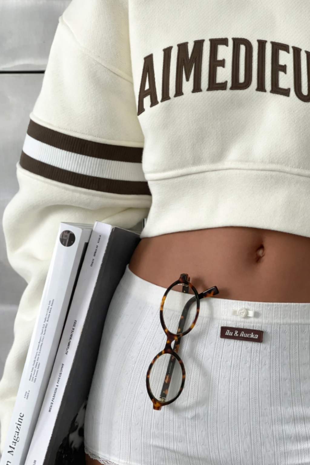 Cropped Cream Knit Polo