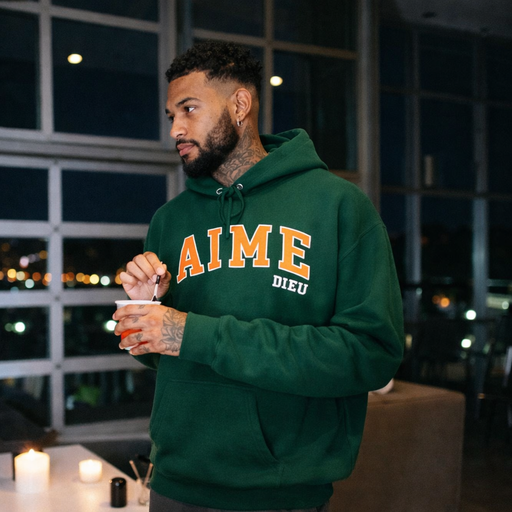 AIMEDIEU Mens Forest Green Hoodie