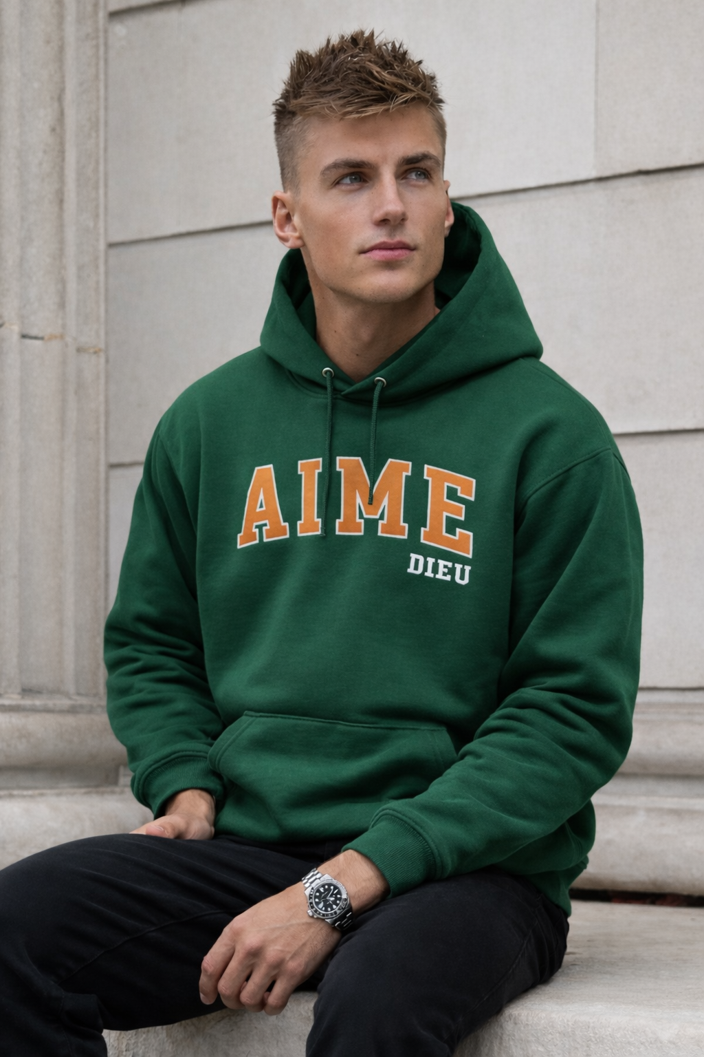 AIMEDIEU Mens Forest Green Hoodie