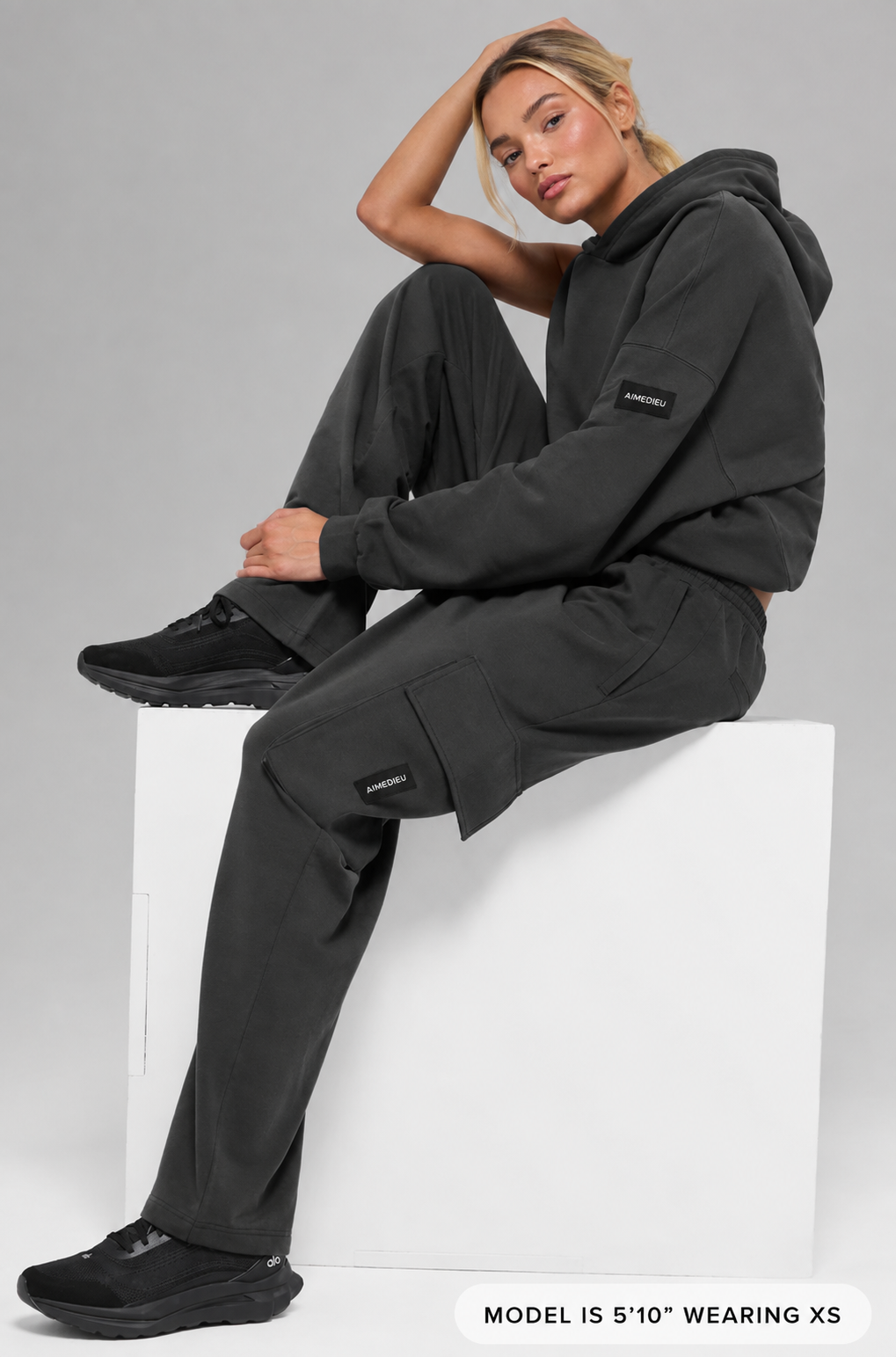 Women's ICON Premium Oversized Pullover Hoodie – Black & Beige