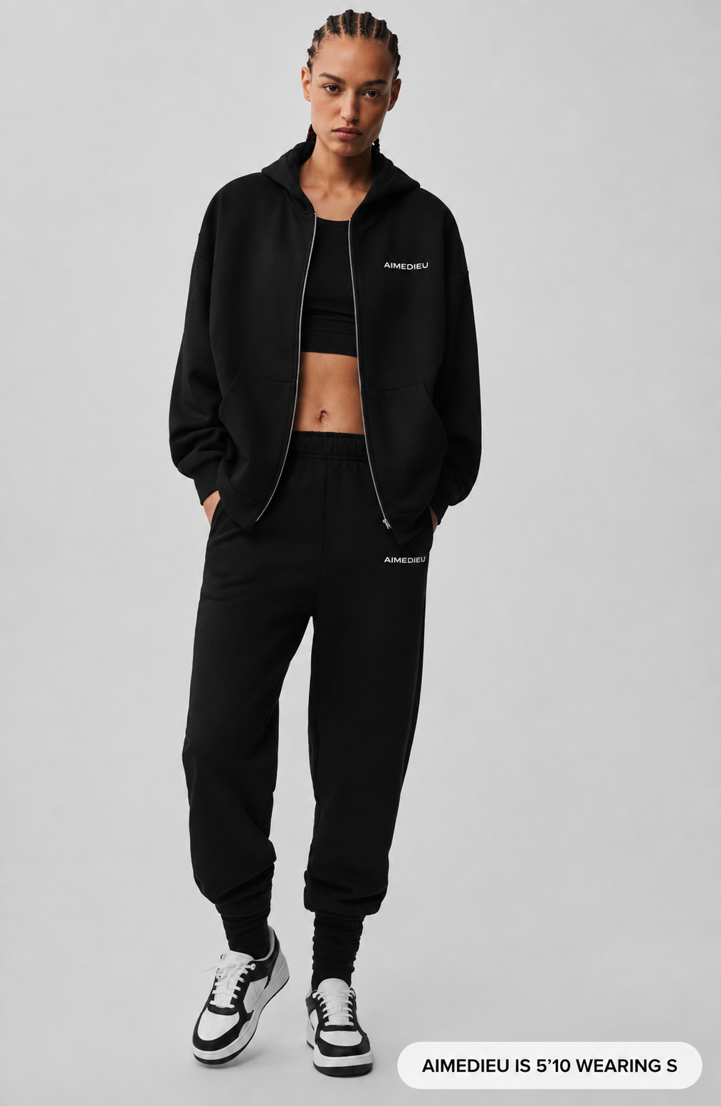 Women's ICON Oversized Full-Zip Hoodie – Black & Grey