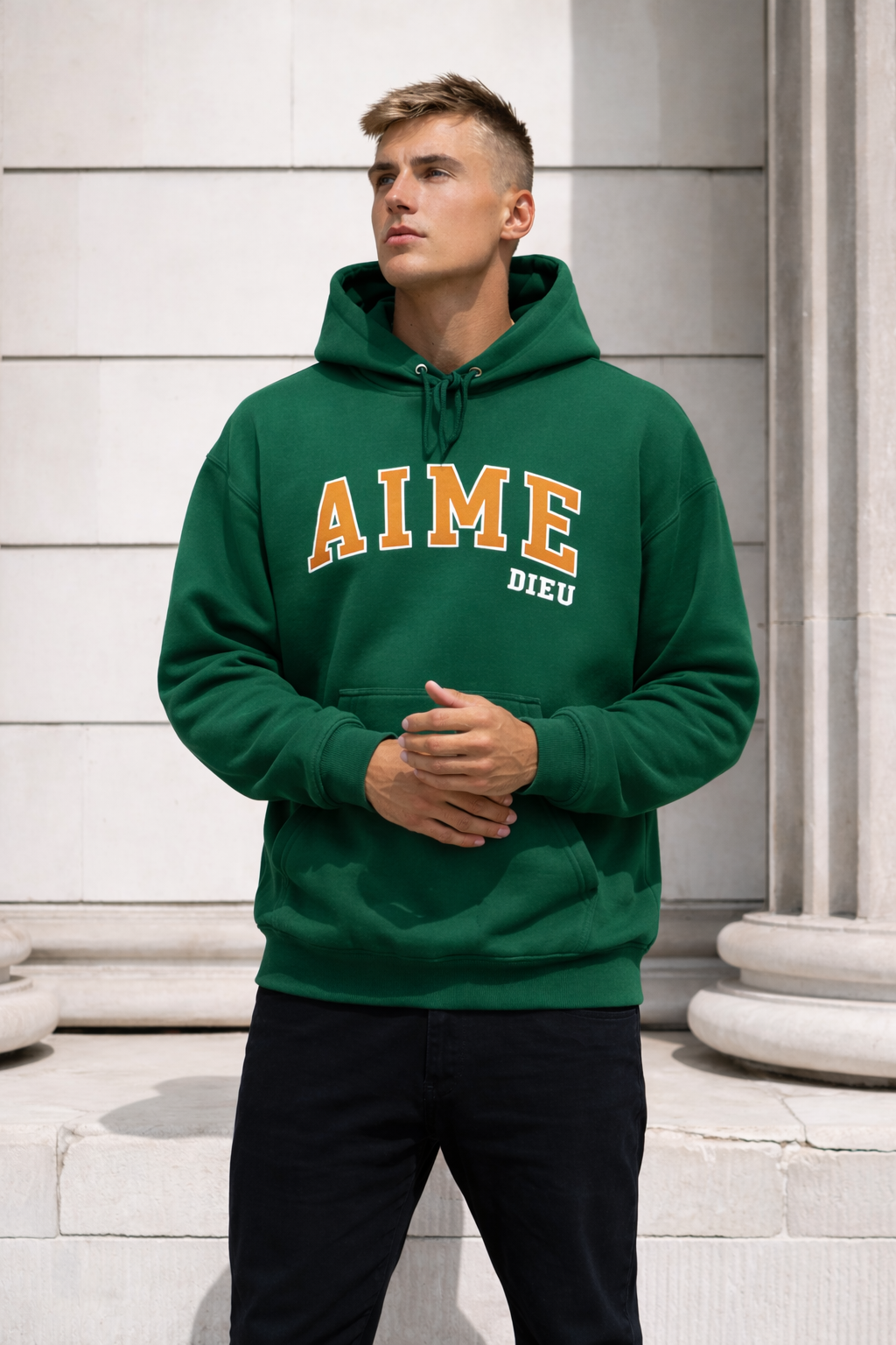 AIMEDIEU Mens Forest Green Hoodie