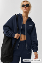 Women's ICON Oversized Full-Zip Hoodie – Black & Grey