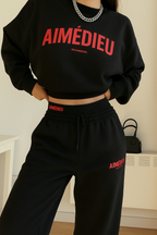 Women's Varsity Quarter-Zip Sweatshirt & Joggers Set