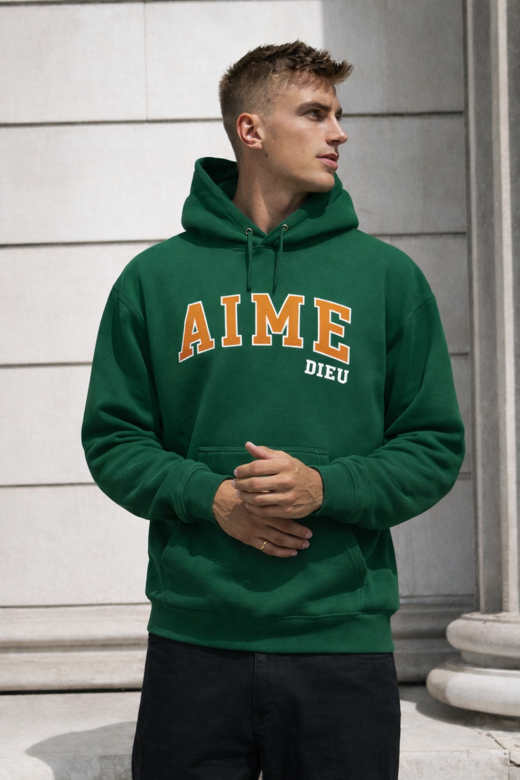 AIMEDIEU Mens Forest Green Hoodie
