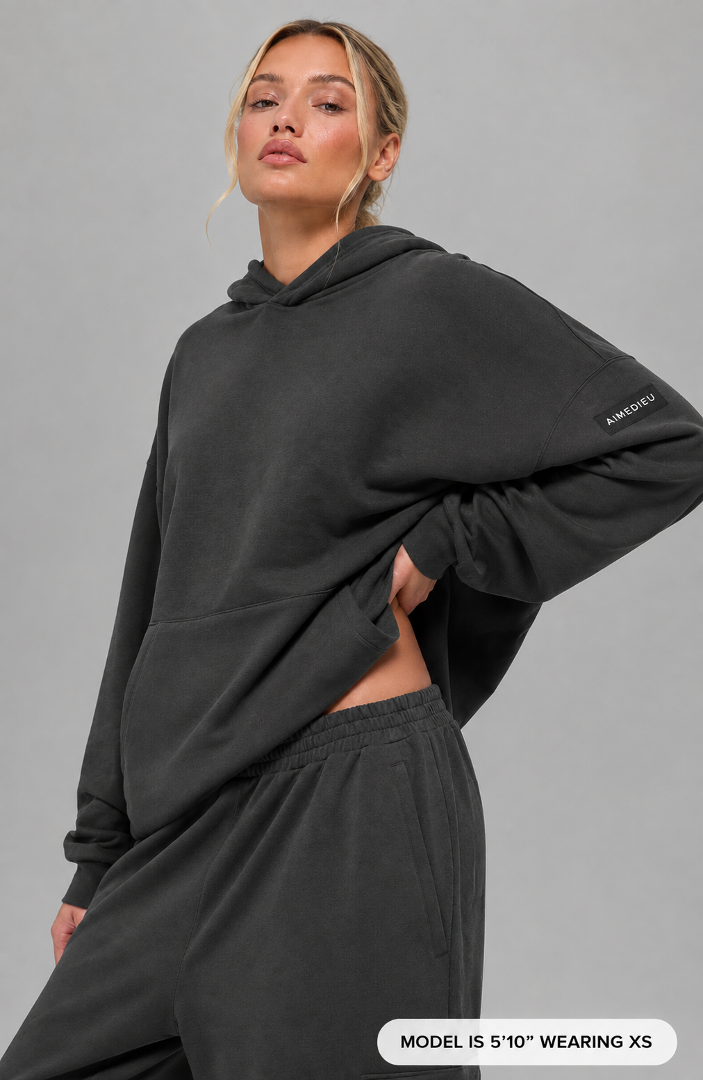 Women's ICON Premium Oversized Pullover Hoodie – Black & Beige