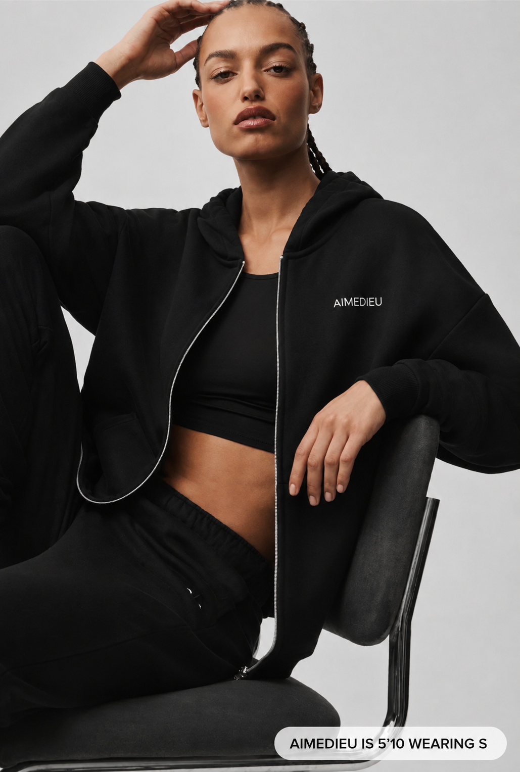 Women's ICON Oversized Full-Zip Hoodie – Black & Grey