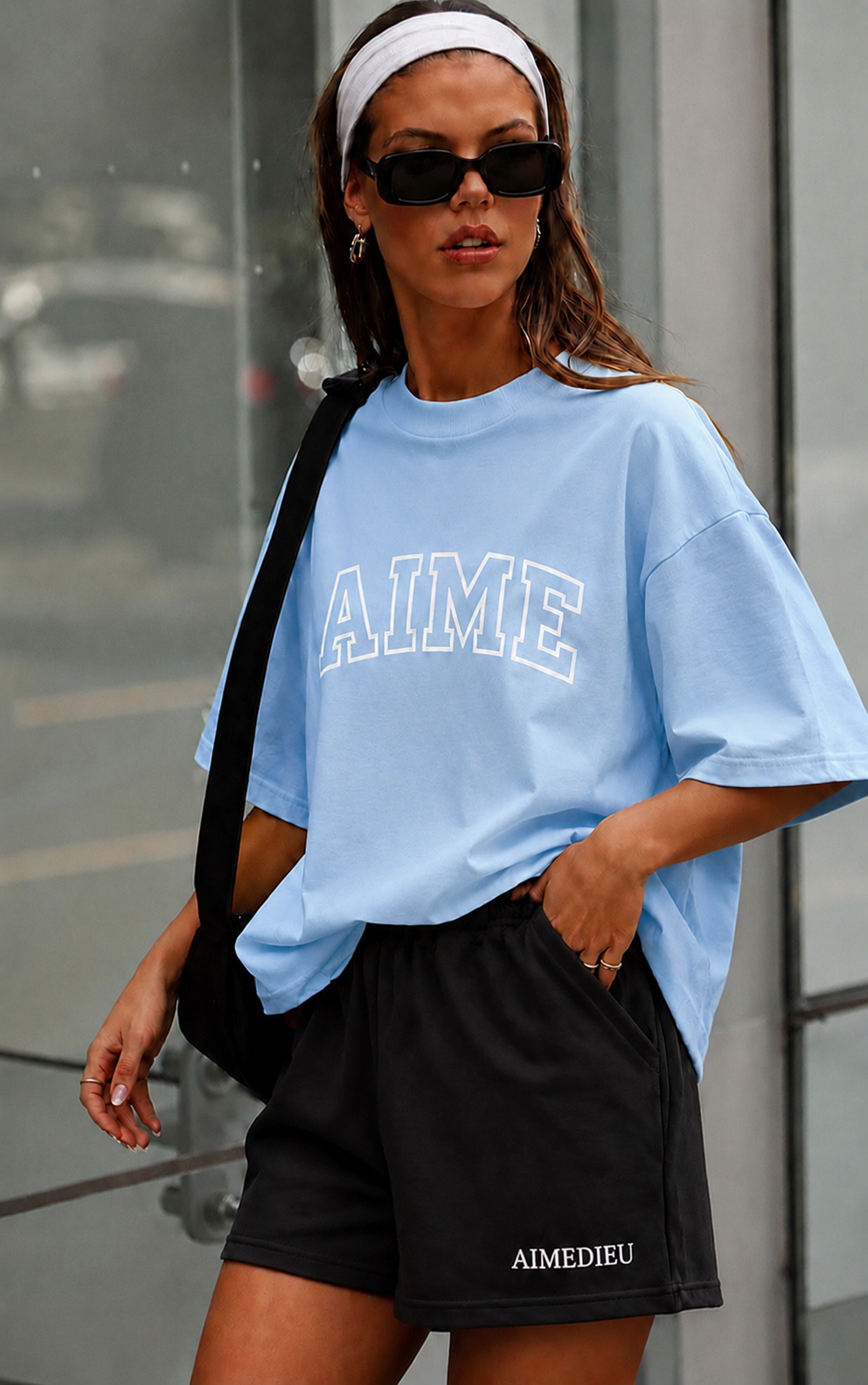 Womens Relaxed Oversized Tees Border font AIMEDIEU