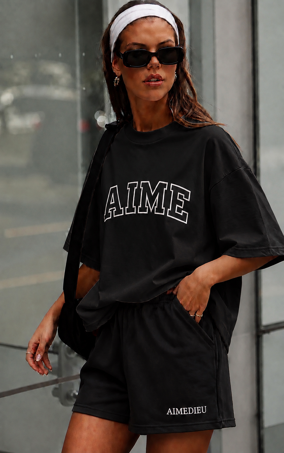 Womens Relaxed Oversized Tees Border font AIMEDIEU
