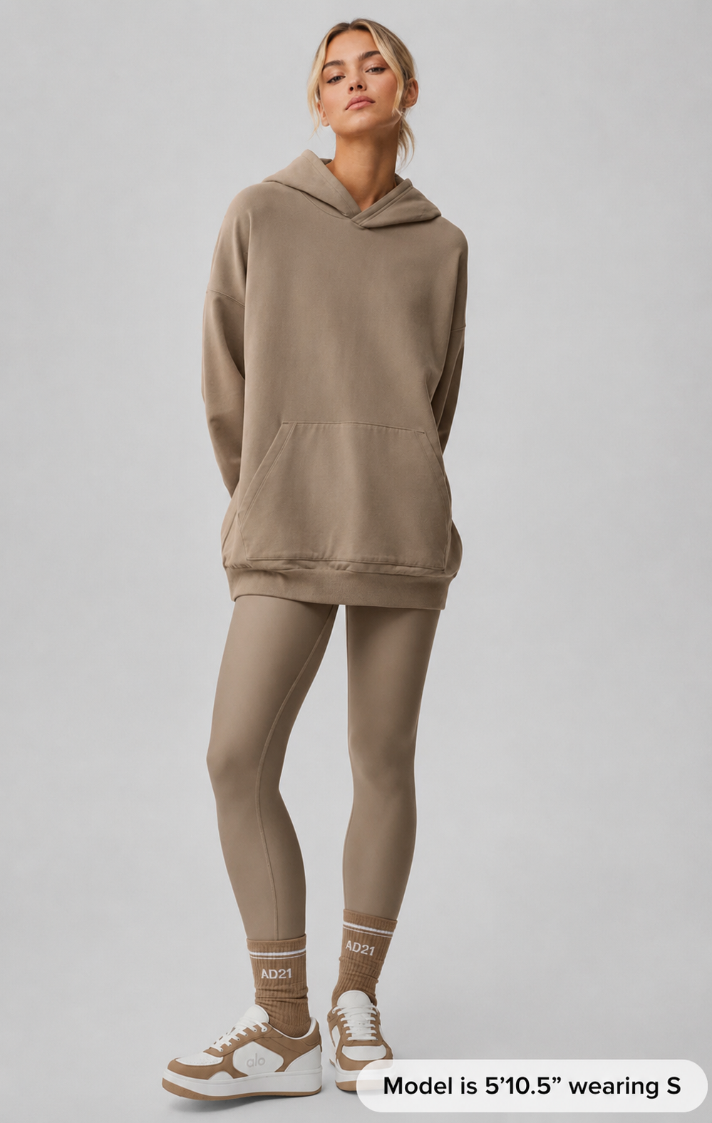 Women's ICON Premium Oversized Pullover Hoodie – Black & Beige