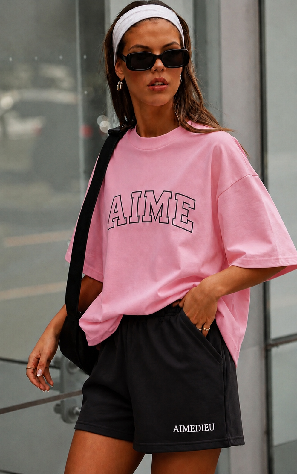 Womens Relaxed Oversized Tees Border font AIMEDIEU