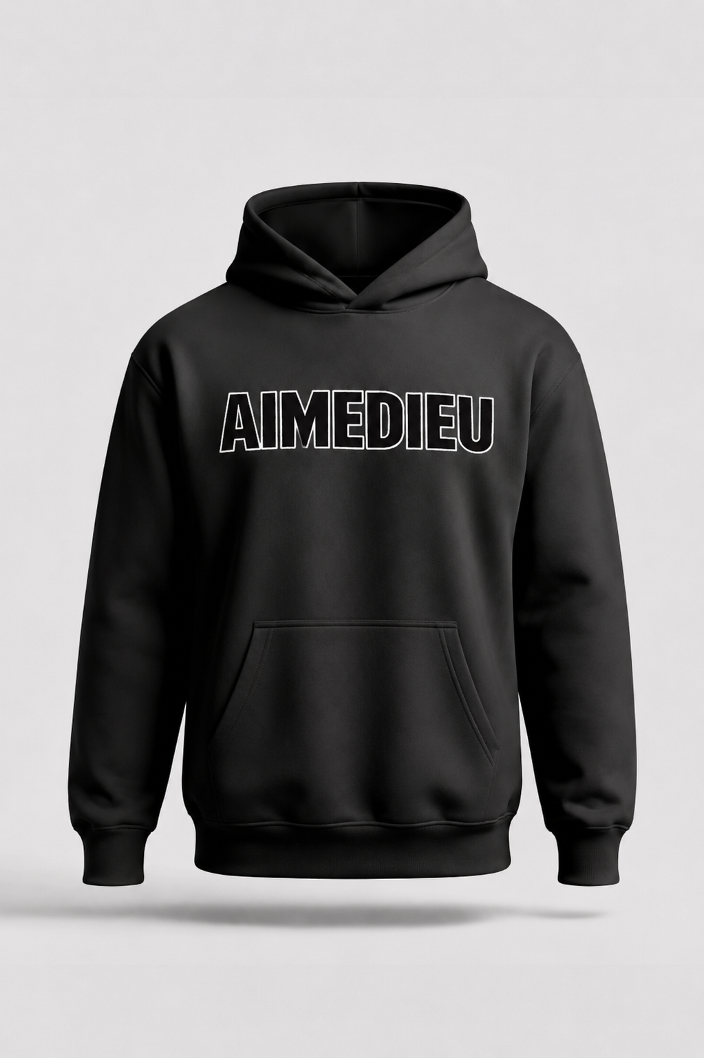 Relaxed Thick Cotton Hoodie Border Font AIMEDIEU