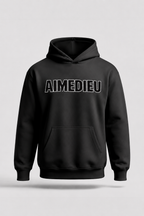 Relaxed Thick Cotton Hoodie Border Font AIMEDIEU