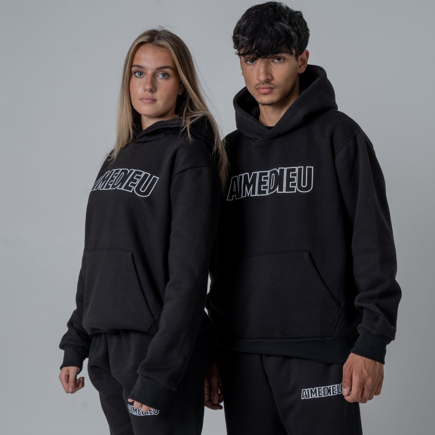 Aime Dieu Thick Black Hoodie - Border Regular Hoodie