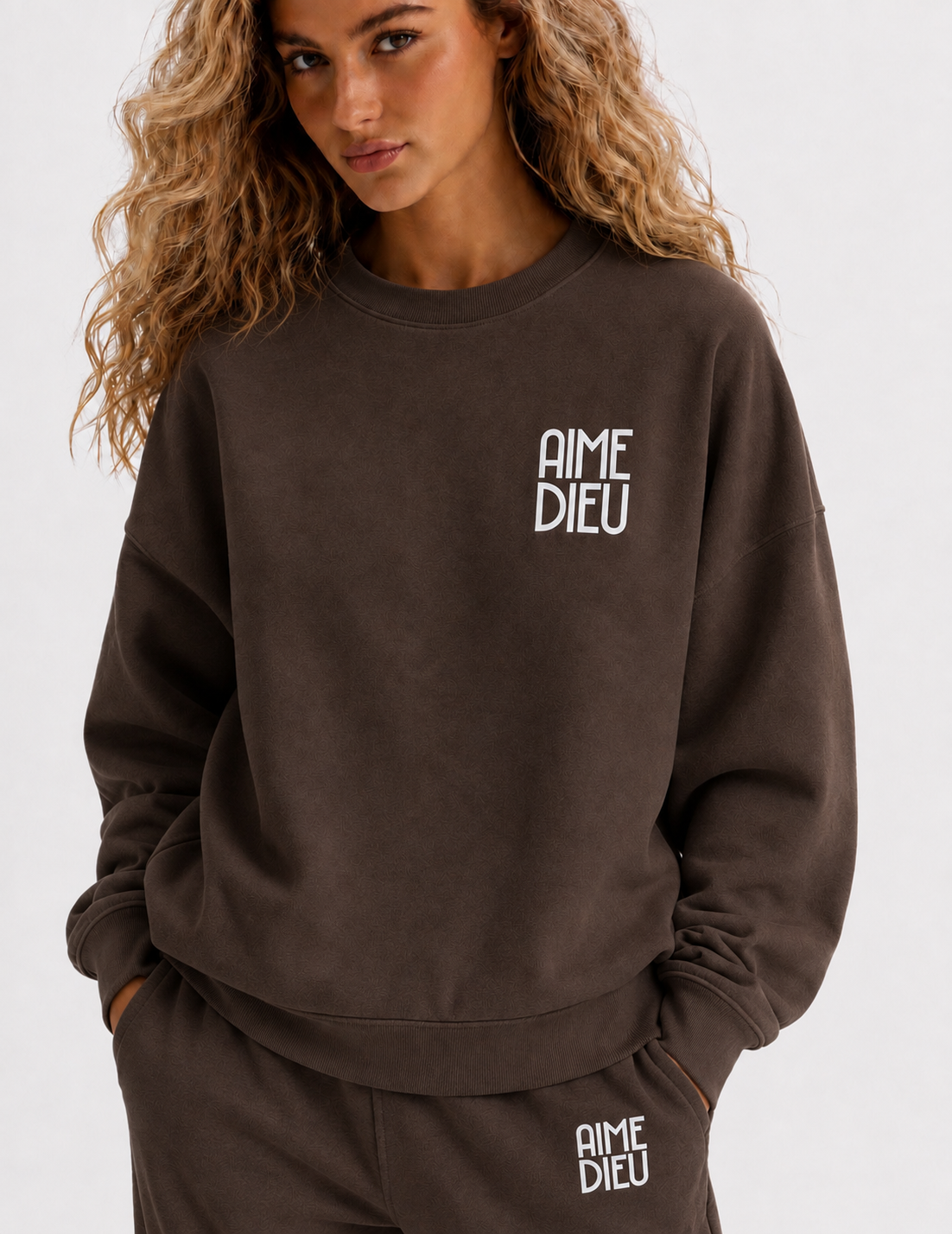 Women's Acid-Wash Embroidered Hoodie & Joggers Set