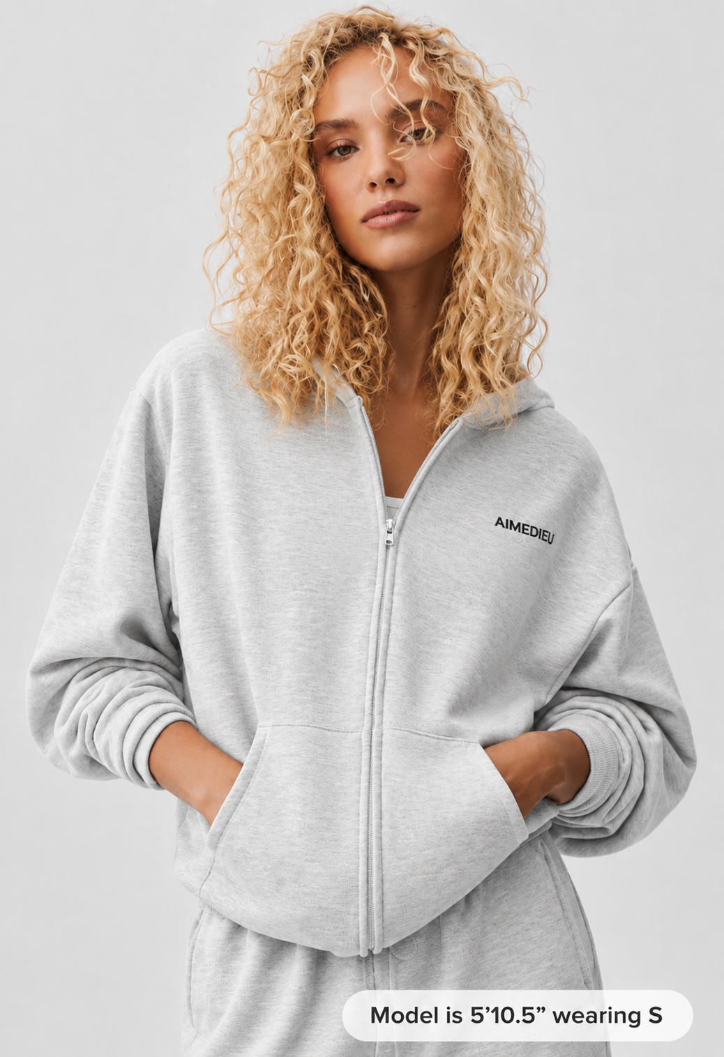 Women's ICON Oversized Full-Zip Hoodie – Black & Grey