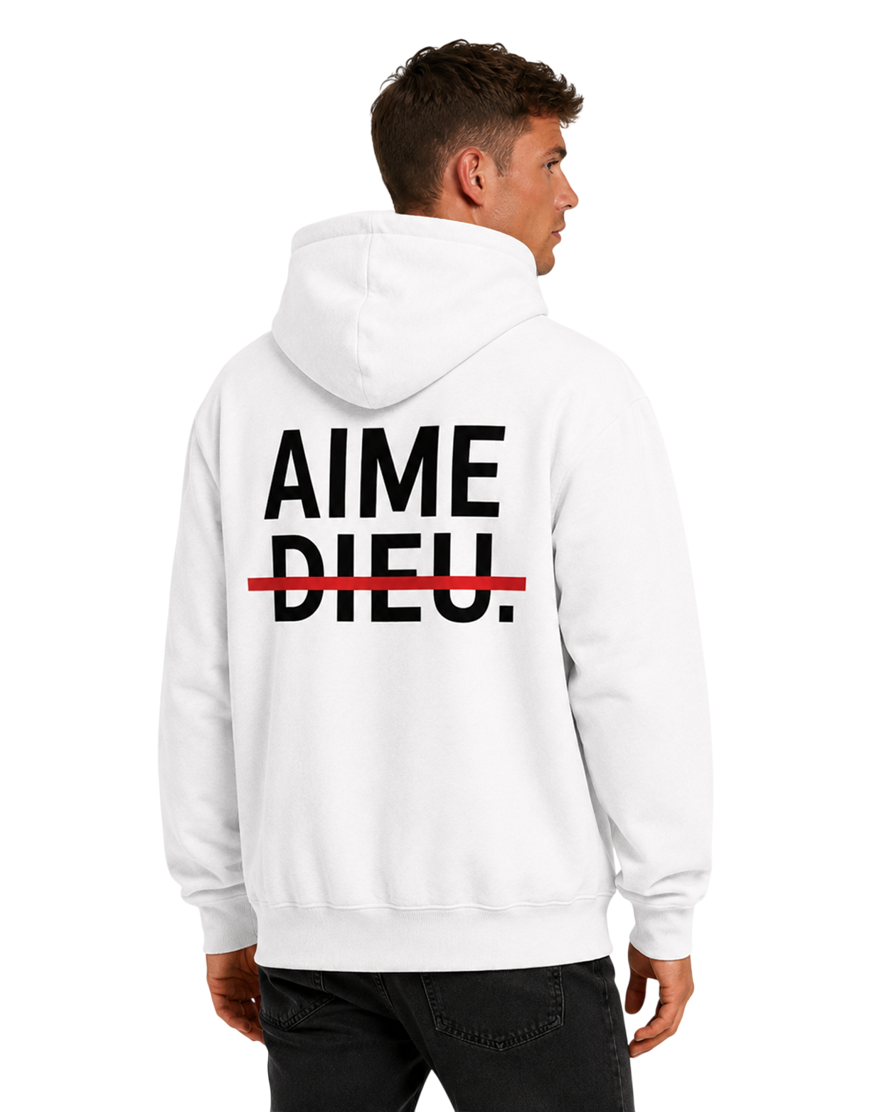 Relaxed Graphic Hoodie - Red Line Print AIMEDIEU