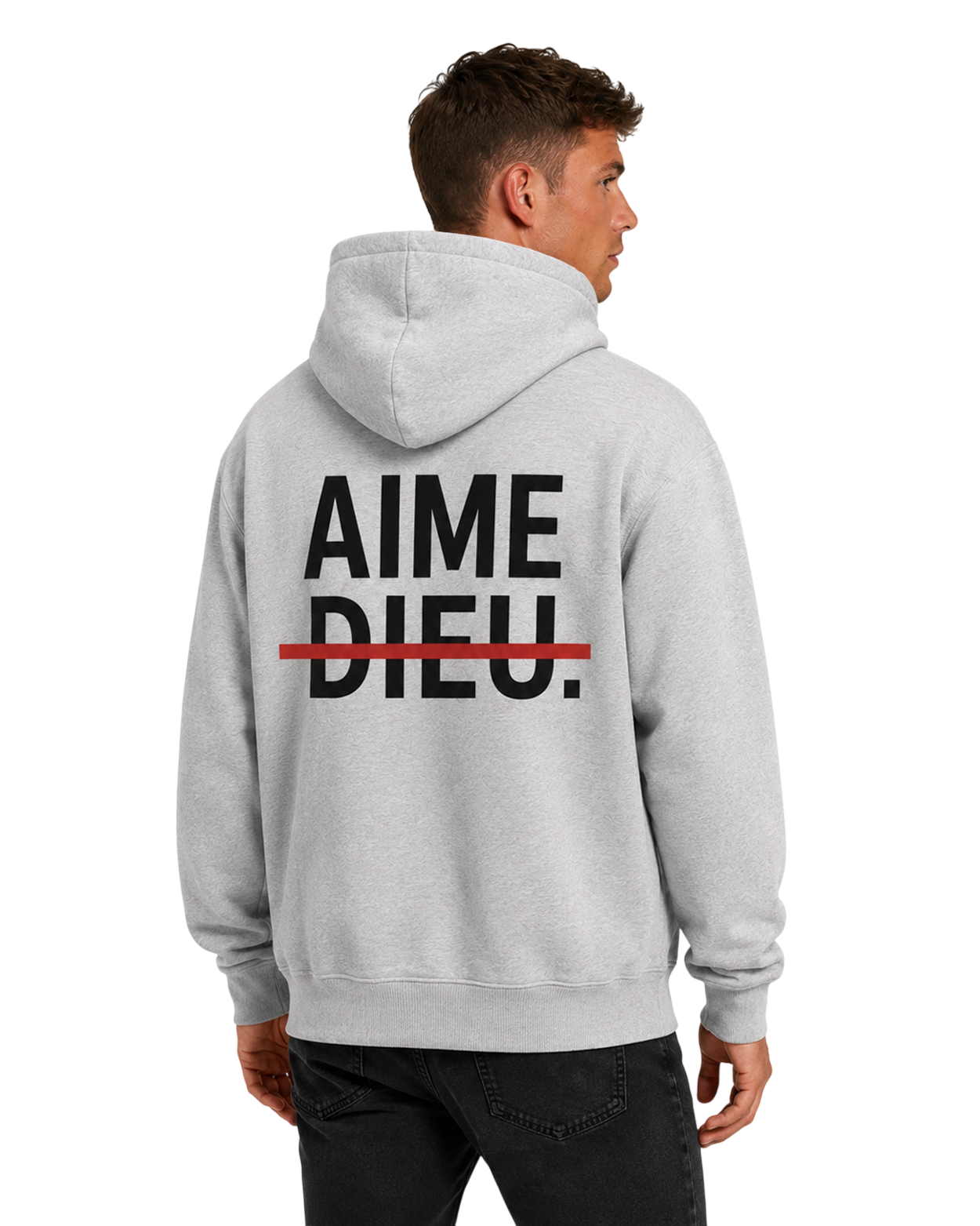 Relaxed Graphic Hoodie - Red Line Print AIMEDIEU