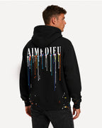 Oversized Paint Drip Graphic Hoodie AIMEDIEU