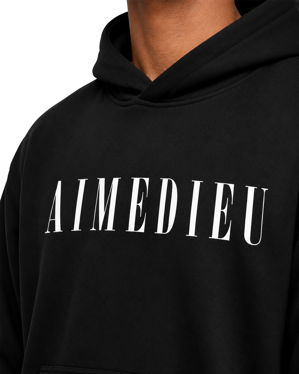 Relaxed Italic Logo Hoodie AIMEDIEU