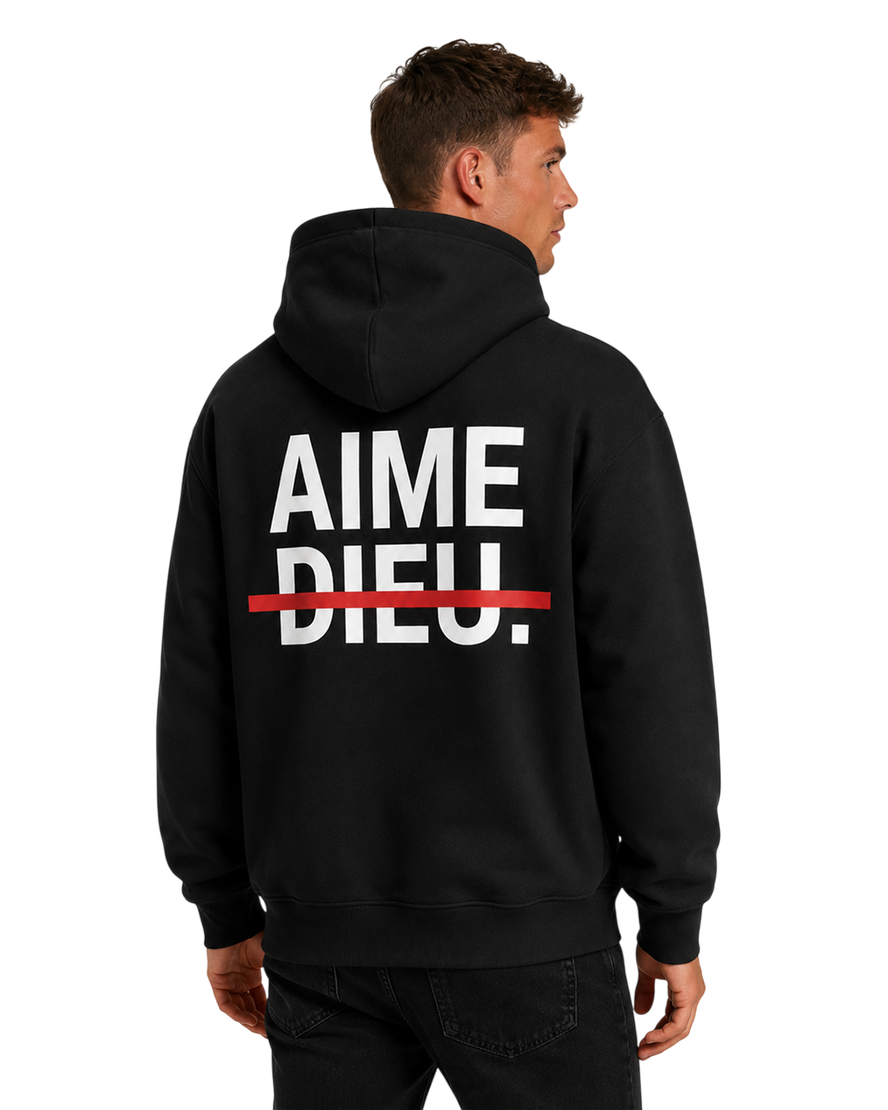 Relaxed Graphic Hoodie - Red Line Print AIMEDIEU
