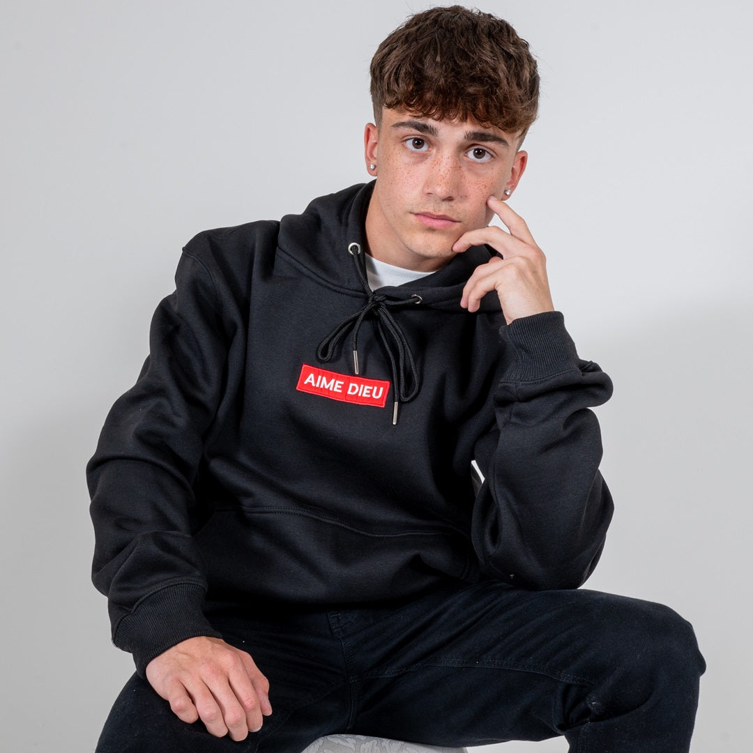 AIME DIEU Box Logo Hoodie | Stylish Cotton Hoodie