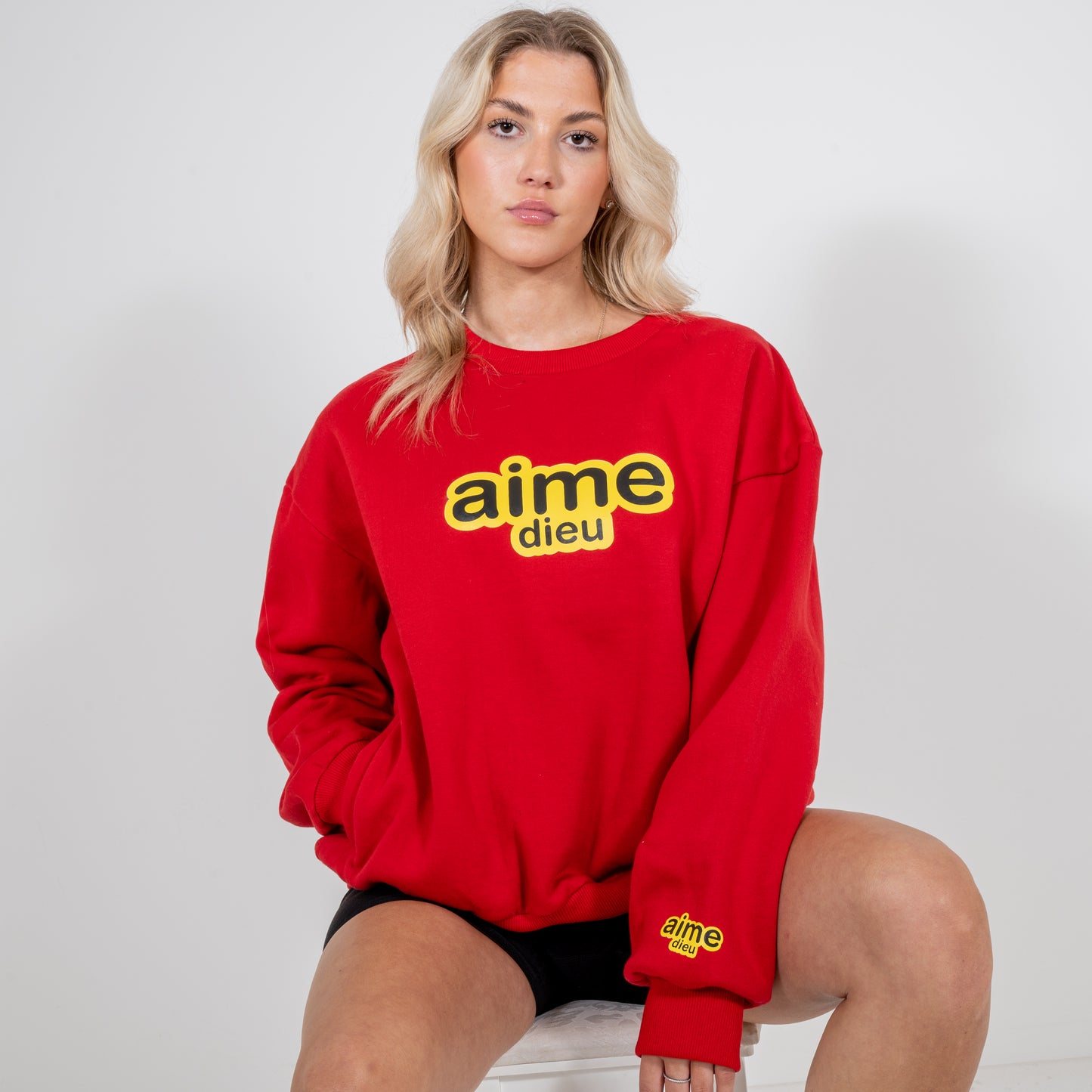 Aime Dieu Red Oversized Sweatshirt | Pure Cotton Sweatshirt