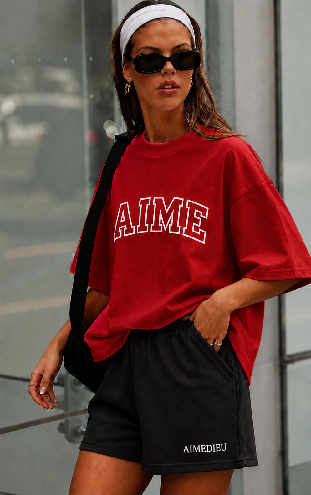 Womens Relaxed Oversized Tees Border font AIMEDIEU