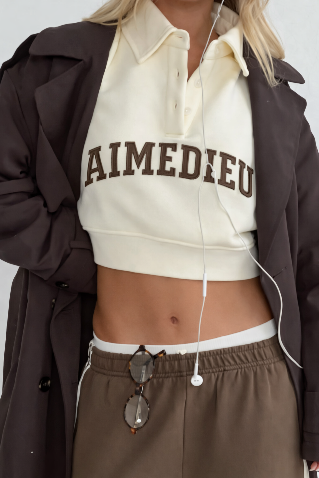 Cropped Cream Knit Polo