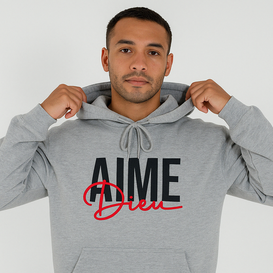 Dieu Scribble Hoodie | Grey Cotton Hoodie