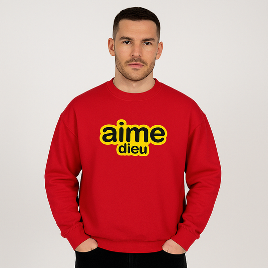 Aime Dieu Red Oversized Sweatshirt | Pure Cotton Sweatshirt