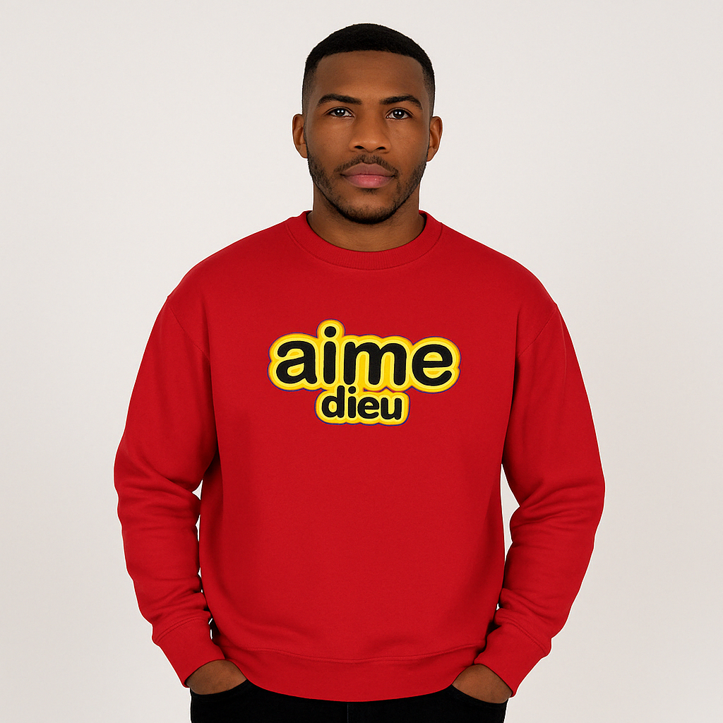 Aime Dieu Red Oversized Sweatshirt | Pure Cotton Sweatshirt