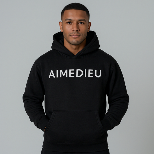Aime Dieu Black Oversized Hoodie - Essentials Hoodie Oversized