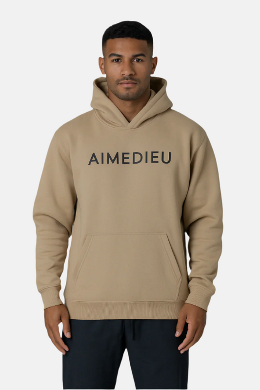 Aime Dieu Light Brown Essential Hoodie - Oversized Hoodie