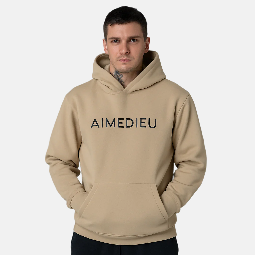 Aime Dieu Light Brown Essential Hoodie - Oversized Hoodie