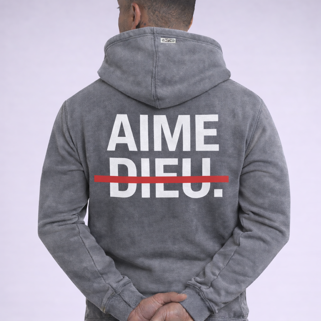 Relaxed Graphic Hoodie - Red Line Print AIMEDIEU