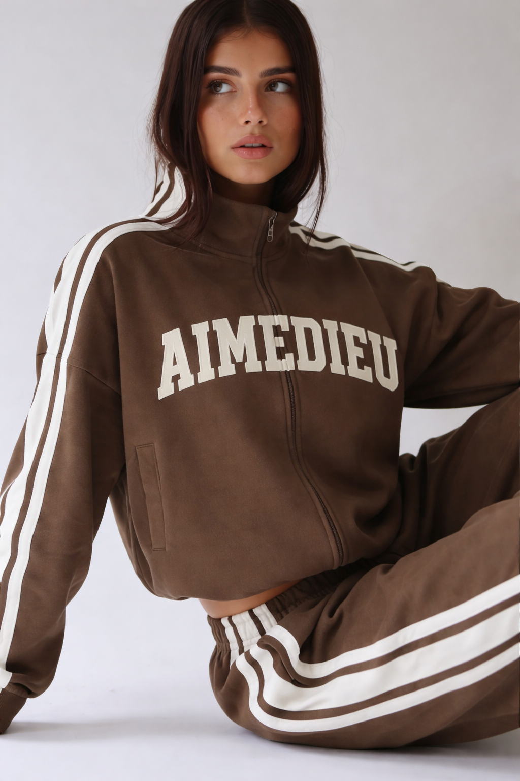 City Stripes Brown Zip Jacket & Bottoms