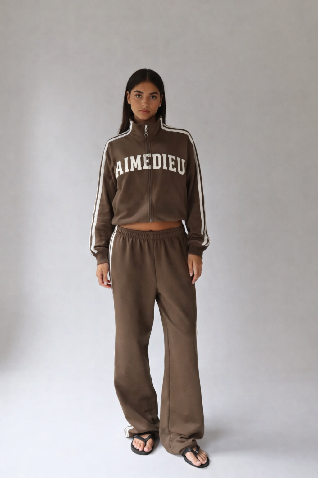 City Stripes Brown Zip Jacket & Bottoms