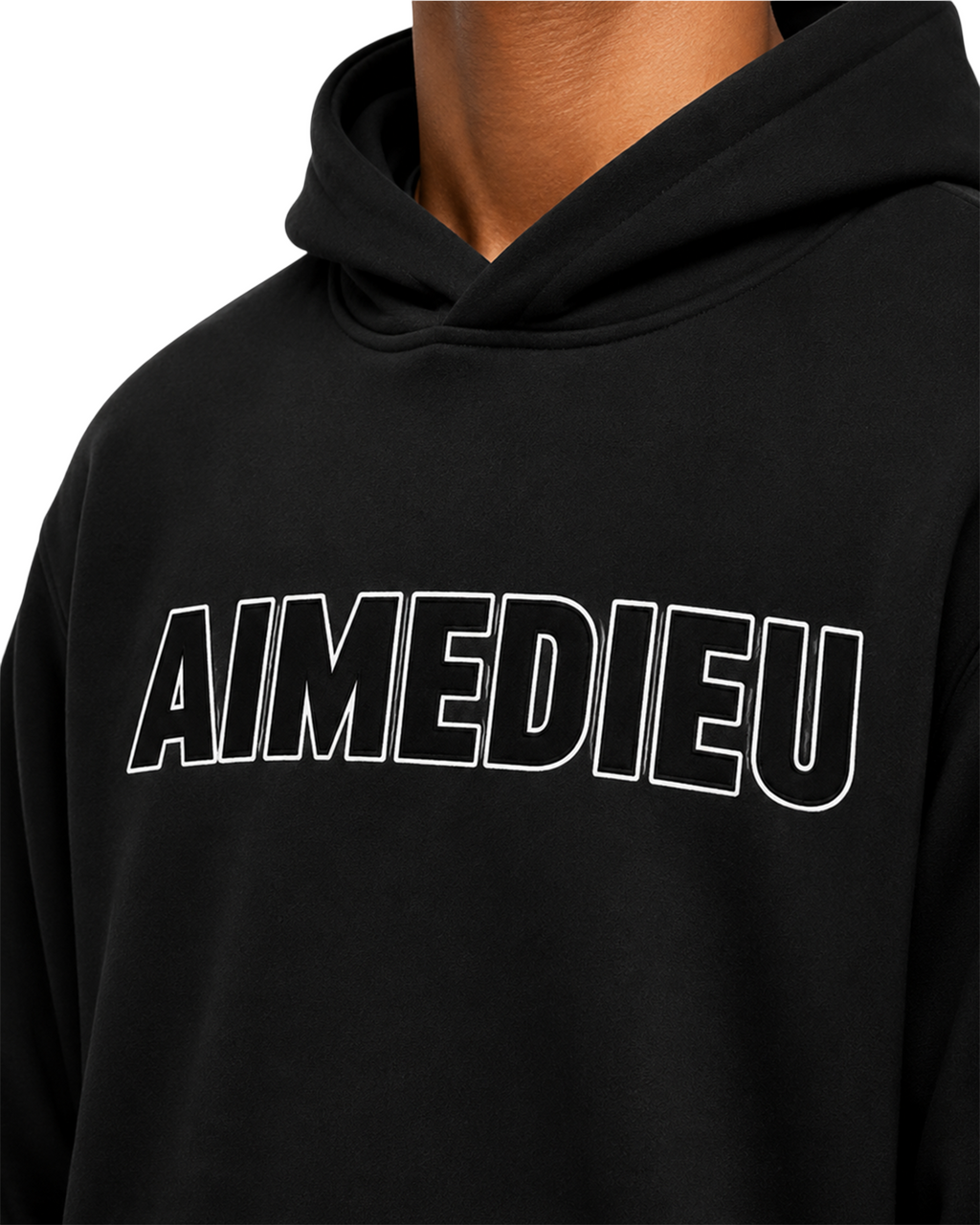 Relaxed Thick Cotton Hoodie Border Font AIMEDIEU