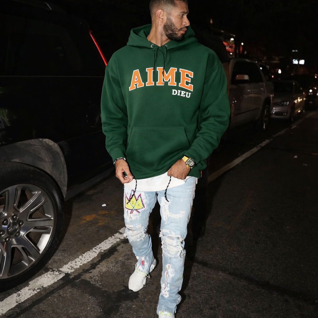 AIMEDIEU Mens Forest Green Hoodie