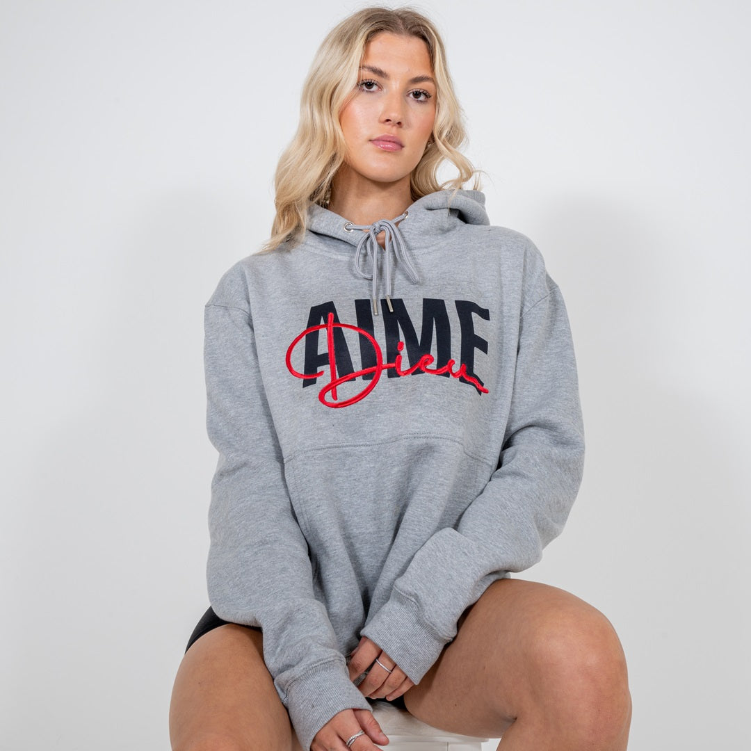 Dieu Scribble Hoodie | Grey Cotton Hoodie