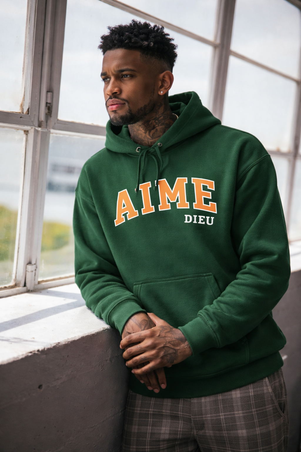 AIMEDIEU Mens Forest Green Hoodie