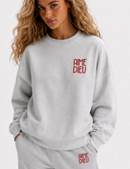 Women's Acid-Wash Embroidered Hoodie & Joggers Set