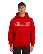 Relaxed Thick Cotton Hoodie Border Font AIMEDIEU
