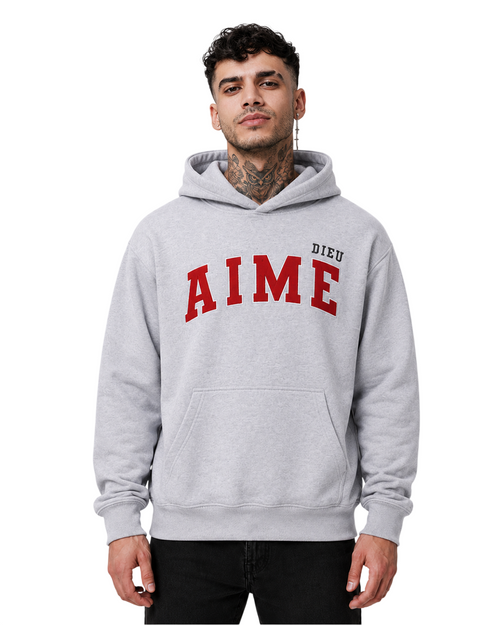 Chenille Block Regular Fit Hoodie - RED AIMEDIEU