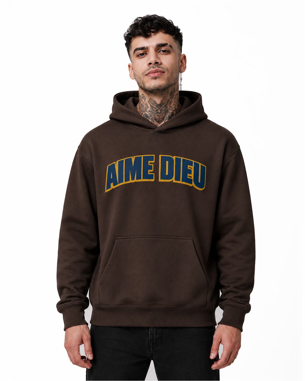 AIMEDIEU BROWN BLOCK HOODIE