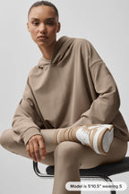 Women's ICON Premium Oversized Pullover Hoodie – Black & Beige