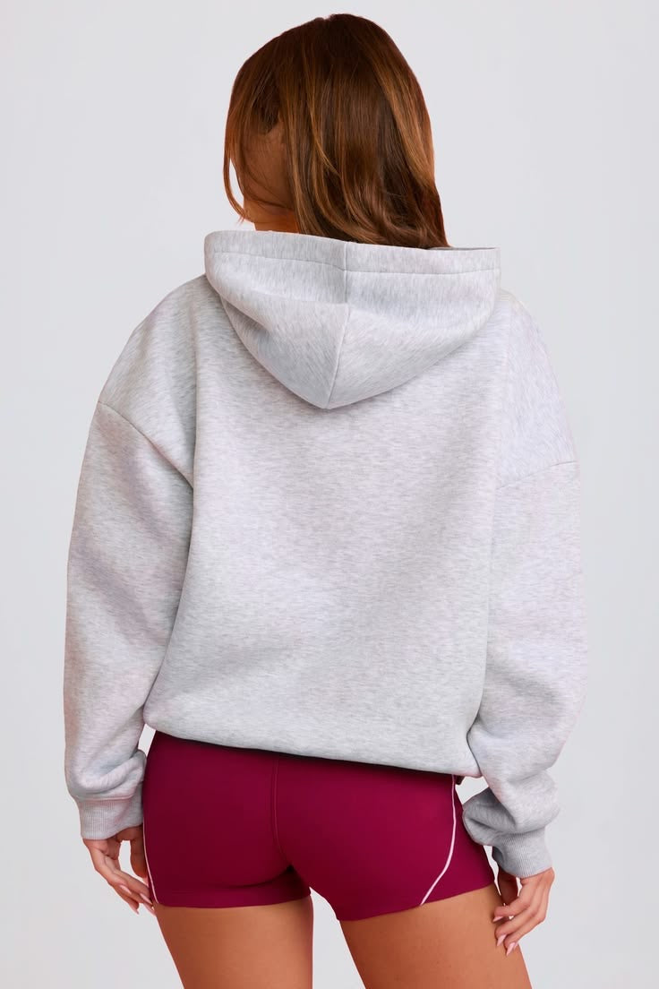 Oversized Applique Hoodie in light grey